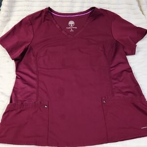 Healing Hands Women's Juliet Scrub Top, Burgandy, XL